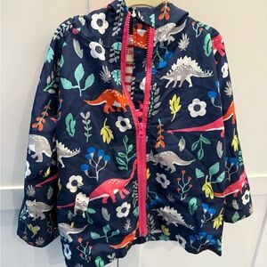 Toddler Girls Raincoat Waterproof Hooded Jacket Dinosaur Coat+Pants Suit. 3T-4T